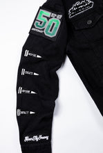 Load image into Gallery viewer, Hip Hop 50 "Boston" Black Denim Jacket