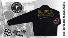 Load image into Gallery viewer, Our Black & Gold “Scottdale” Black Denim Jacket