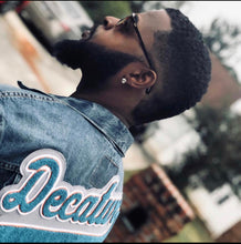 Load image into Gallery viewer, Columbia Blue & Grey “Decatur” Custom Denim jacket