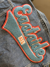 Load image into Gallery viewer, Sky Blue & Orange "Eastside" Custom Denim Jacket