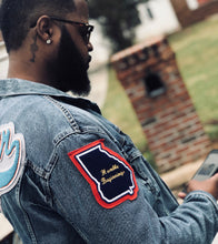Load image into Gallery viewer, Columbia Blue & Grey “Decatur” Custom Denim jacket