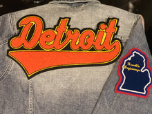 Load image into Gallery viewer, Burnt Orange & Yellow “Detroit” Denim Jacket