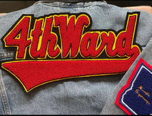 Load image into Gallery viewer, "4th Ward" Red & Yellow Trim Denim Jacket