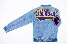 Load image into Gallery viewer, Purple & Gold “9th Ward” Denim Jacket