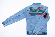 Load image into Gallery viewer, Kelly Green & Scarlet Red "Vine City" Denim jacket