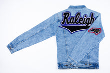 Load image into Gallery viewer, Black & Purple “Raleigh” Denim Jacket
