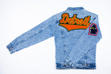 Load image into Gallery viewer, Burnt Orange & Yellow “Detroit” Denim Jacket