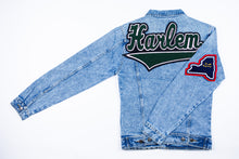 Load image into Gallery viewer, Kelly Green & Pink Harlem Denim Jacket