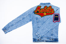 Load image into Gallery viewer, Scarlet Red & Yellow “Mobile Alabama” Denim Jacket