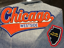 Load image into Gallery viewer, Burnt Orange & Blue  “Chicago Westside" Denim Jacket