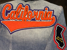 Load image into Gallery viewer, Burnt Orange & Purple  “California" Denim Jacket