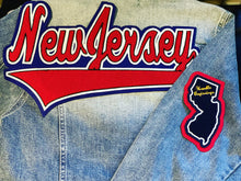 Load image into Gallery viewer, Our Scarlet Red & Royal Blue “New Jersey” Denim Jackets