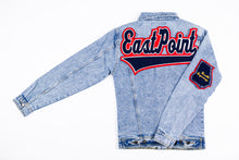 Load image into Gallery viewer, Navy Blue & Red “East Point” Denim Jacket