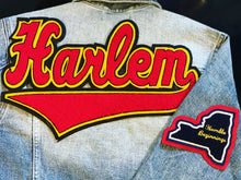 Load image into Gallery viewer, Scarlet Red & Vegas Gold “Harlem” Denim Jacket