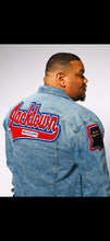 Load image into Gallery viewer, Our Scarlet Red & Royal Blue “Jacktown Mississippi” Denim Jacket