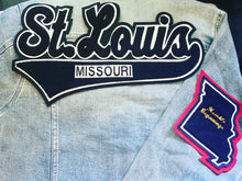 Load image into Gallery viewer, Black & White “St Louis” Denim Jacket