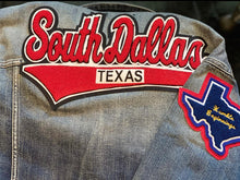 Load image into Gallery viewer, Scarlet Red & Black “South Dallas” Denim Jacket