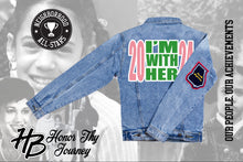 Load image into Gallery viewer, “Im with Her 2024 &quot; Denim Jacket (Pink &amp; Green Edition)
