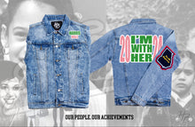 Load image into Gallery viewer, “Im with Her 2024 &quot; Denim Jacket (Pink &amp; Green Edition)
