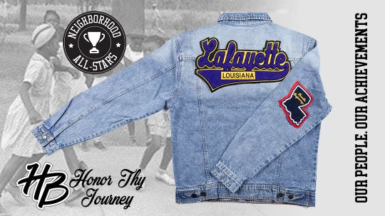 Purple & Gold “Lafayette Louisiana” Denim Jacket