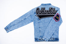 Load image into Gallery viewer, Black &amp; White &quot;Oakland City&quot; Denim Jacket

