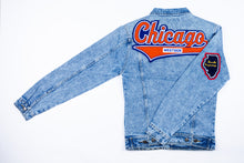 Load image into Gallery viewer, Burnt Orange &amp; Blue  “Chicago Westside&quot; Denim Jacket

