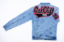 Load image into Gallery viewer, Black &amp; Red OakCliff Texas Denim Jacket
