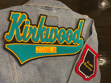 Load image into Gallery viewer, Teal Green and Yellow &quot;Kirkwood&quot; Denim Jacket
