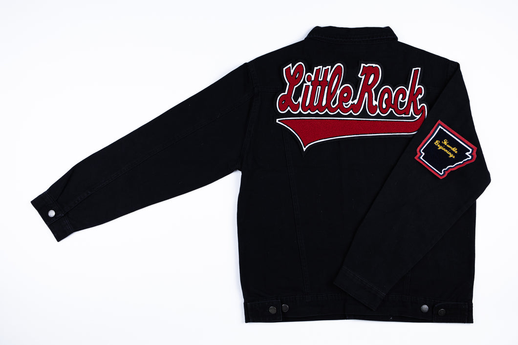 Scarlet Red & Black “Little Rock” Black Denim Jacket