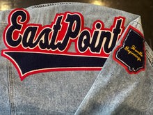 Load image into Gallery viewer, Navy Blue &amp; Red “East Point” Denim Jacket
