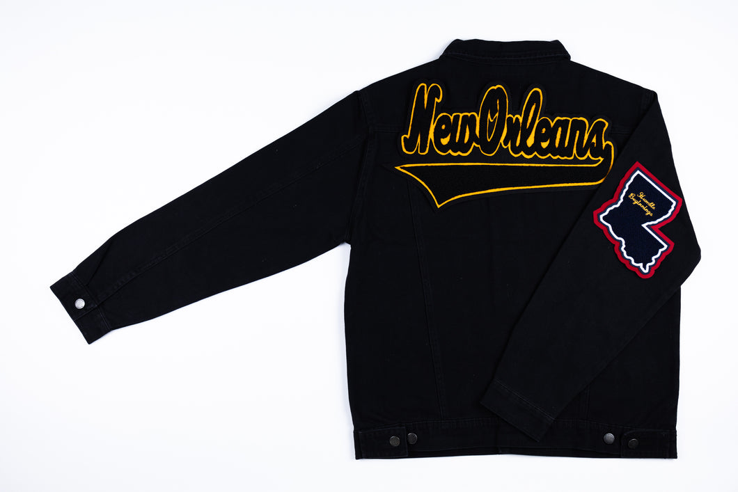Black & Gold “New Orleans” Black Denim Jacket