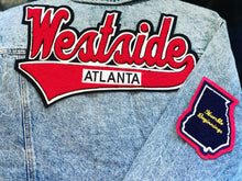 Load image into Gallery viewer, Red &amp; Black “WestSide, Atlanta” Denim Jacket
