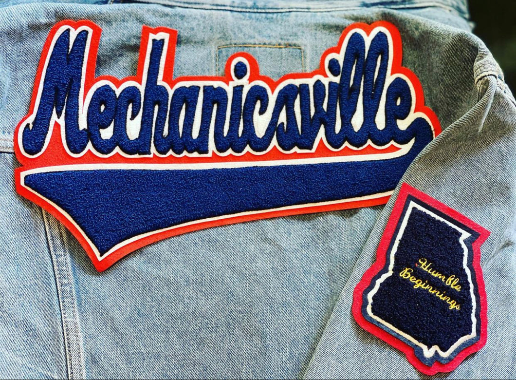 Royal Blue & Orange “Mechanicsville” Denim Jacket