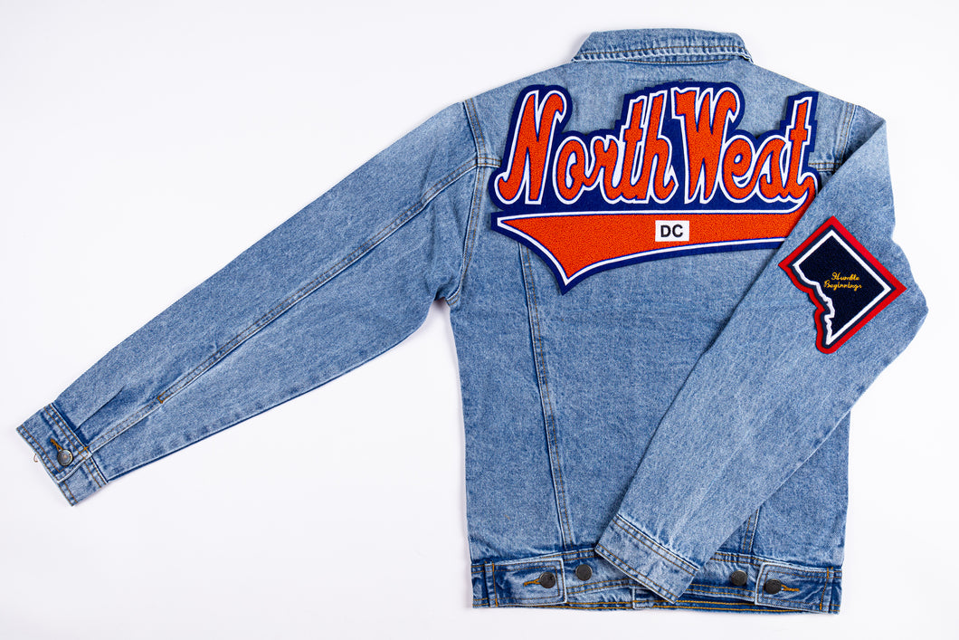 Burnt Orange & Royal Blue “Northwest DC” Denim Jacket